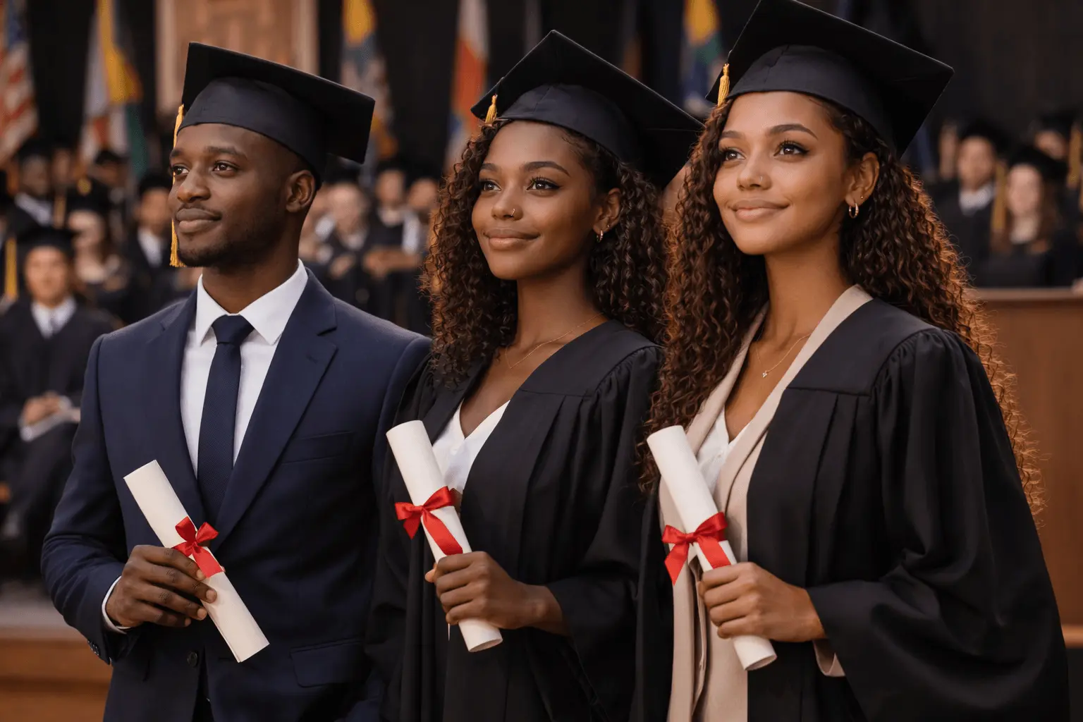 Étudiants célébrant leur réussite