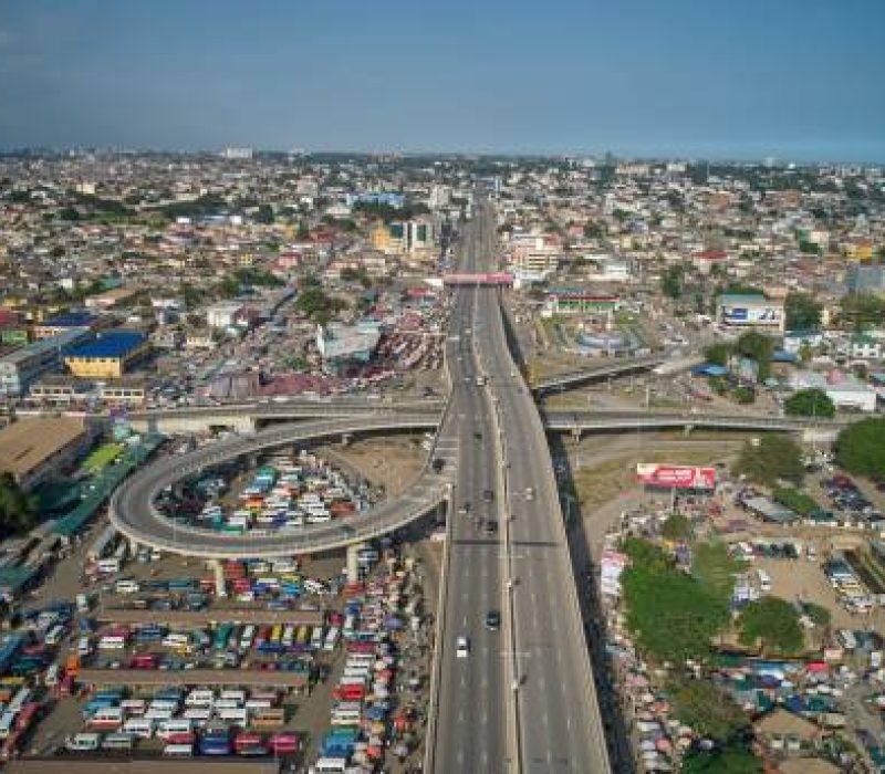 A bird's eye view of the Nkrumah circle interchange in Ghana